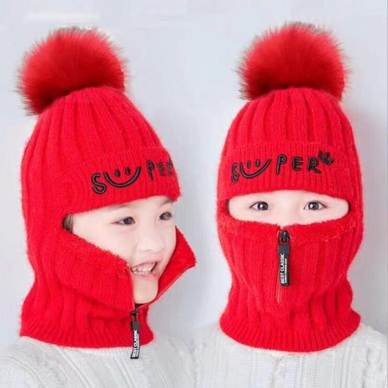 Вязаная шапка, шарф, Балаклава, детская теплая зимняя шапочка с черепами