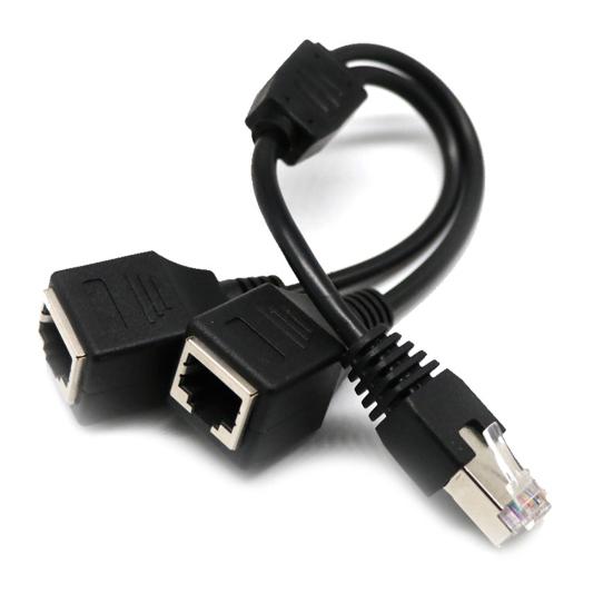 Кабель-адаптер RJ45 (папа) на 2 RJ45 (мама) для интернета, 2-в-1, Plug and Play, медный, сплиттер для домашнего интернета