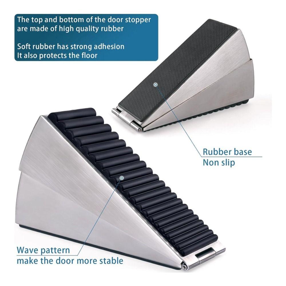 Stainless Steel Door Stop Wedge Non-slip Floor Doorstop Security Spring Door Stopper  Gate Wedge