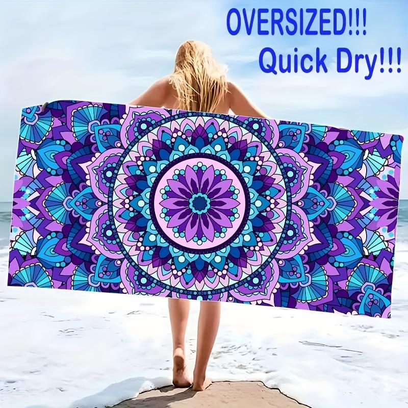 Bohemian Plaid Pattern Quick Drying Towel, Sand Resistant for Sports Travel Swimming