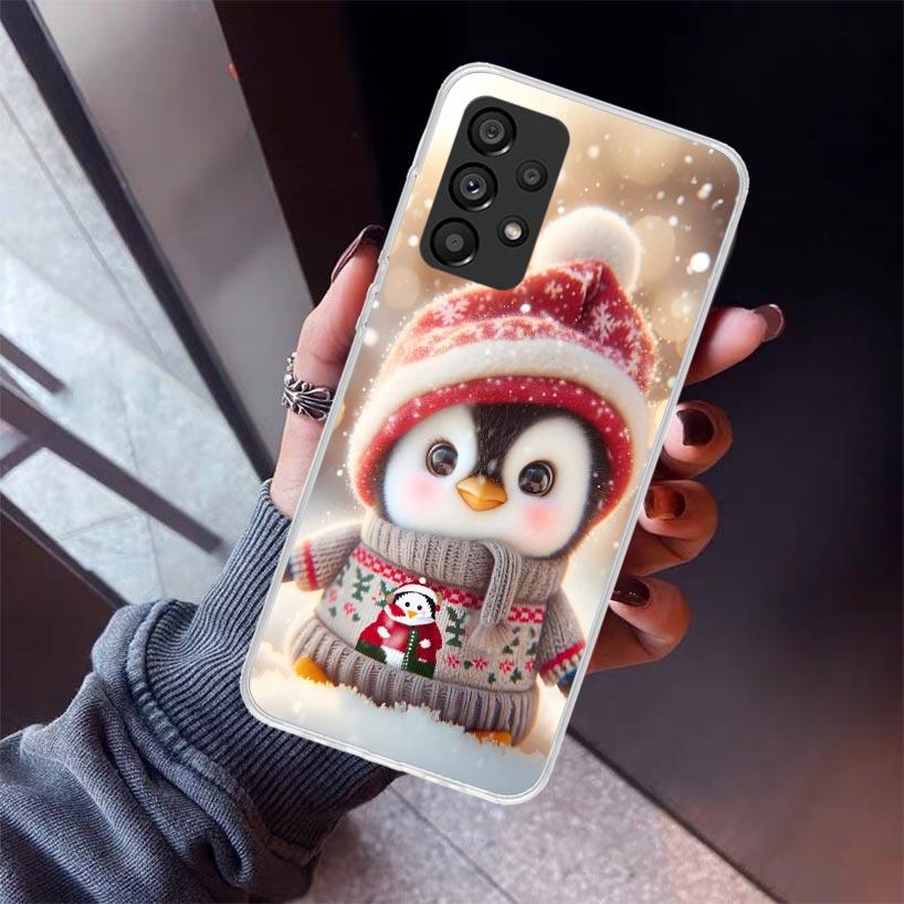 Christmas Penguin Phone Case For Samsung Galaxy A52 A51 A50S A32 A22 A12 A02S A72 A71 A31 A70 A30S Note 20 Ultra 10 Plus S10 Gal