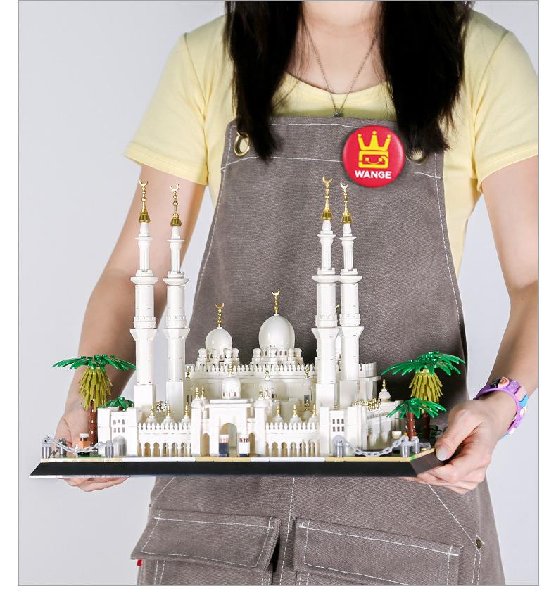Non-Toxic 1463Pcs Sheikh Zayed Grand Mosque-Abu Dhabi Building Blocks Construction Architecture Construction Bricks Toy Gift For Adult Kid