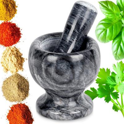 Кухонная ступка из гранита для измельчения специй, песто, пестик