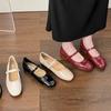 Нежные туфли Мэри Джейн феи 2025 новая осень корейская версия повседневные мягкая кожа круглый носок неглубокий вырез плоская подошва красные одинарные туфли