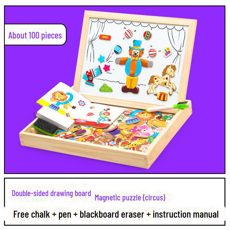 Little Master Educational Magnetic Animal Puzzle & Double-Sided Drawing Board