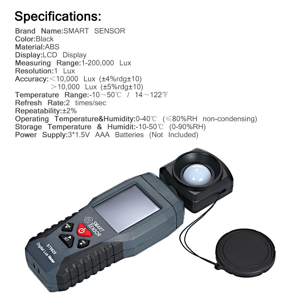 SMART SENSOR Цифровой люксметр с ЖК-дисплеем Ручной люксметр