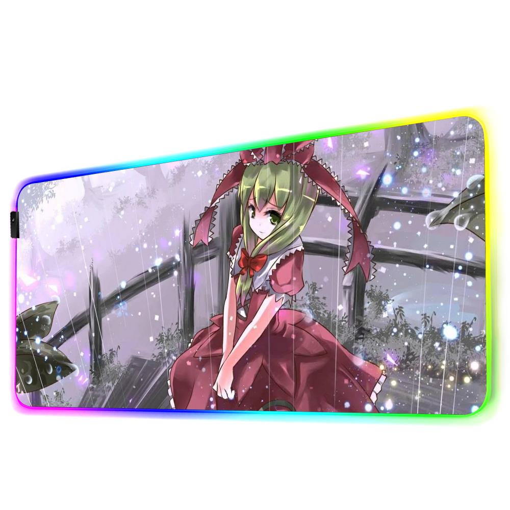Hina Touhou Коврик для мыши RGB Игровой коврик для мыши Большой светодиодный коврик Настольный коврик для ПК Светящийся коврик для мыши Большие коврики для клавиатуры Настольный ковер с подсветкой