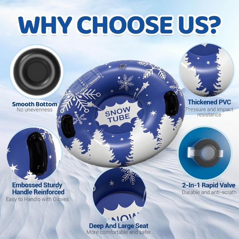 Надувные санки-трубы для катания по снегу с ручками, утолщенные зимние санки-трубы, складные санки-трубы для катания на лыжах.