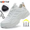 White Safety Shoes Men Steel Toe Boots Work Sneakers Anti-Smash Anti-Puncture Indestructible Shoes Sport Men Protective Shoes