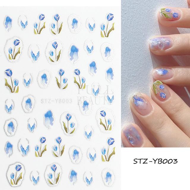 Fashion Marbling Pattern 3D Nail Art Decal Summer Gel Polish Sticker Geometry Manicure Decoration