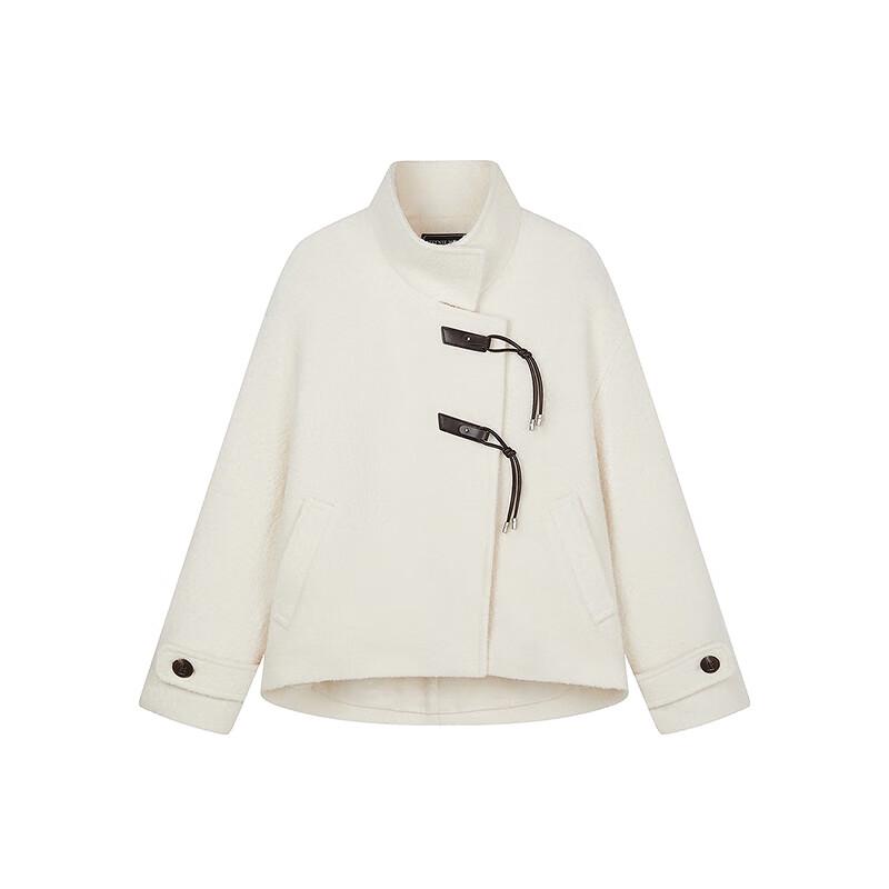 Teenie Weenie Women's Stand Collar Diagonal Placket Wool Coat