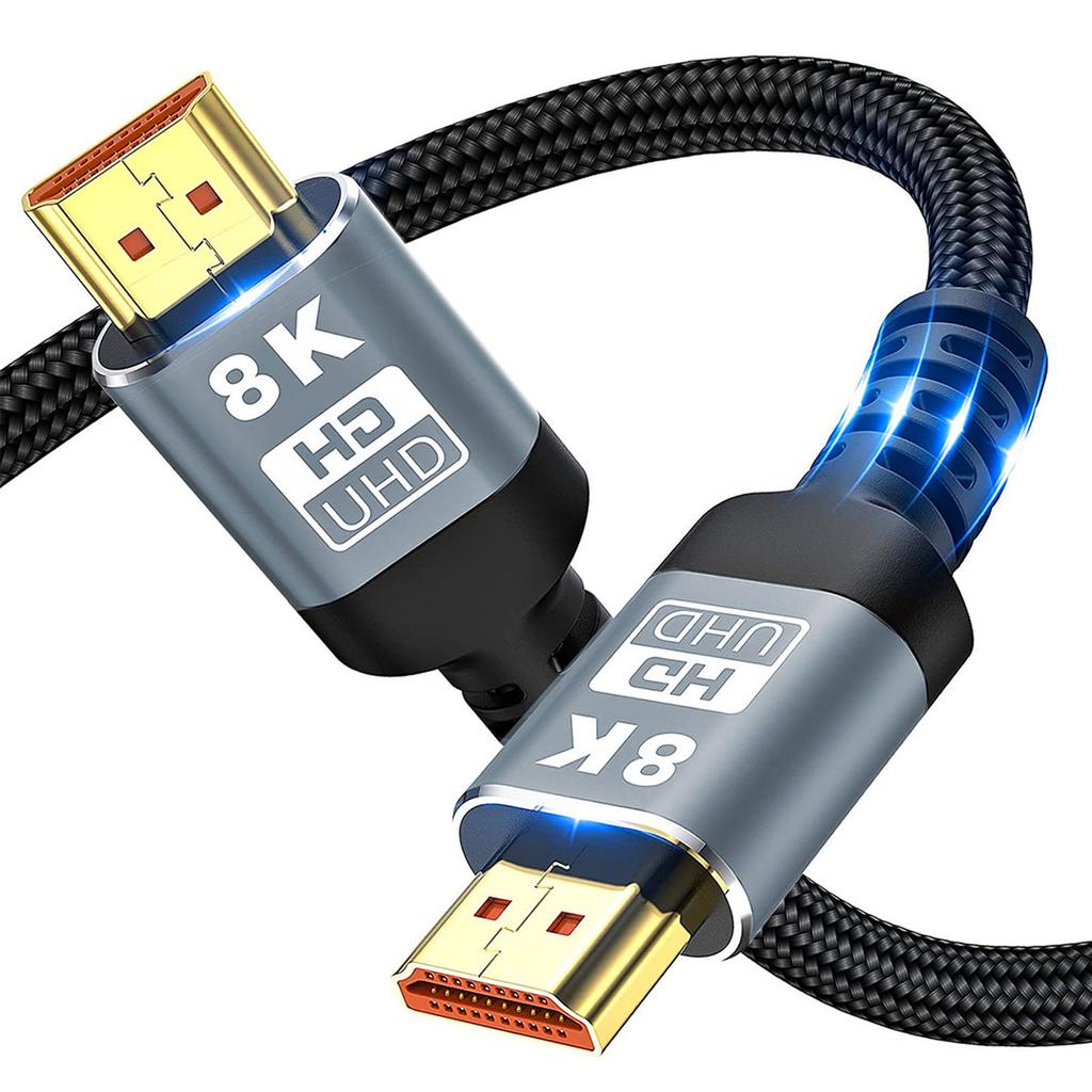 HDMI-совместимые кабели 2.1 48 Гбит/с, сверхвысокоскоростной плетеный шнур 8K 4K при 120 Гц 8K при 60 Гц HDCP 2.2 и 2.3 HDR 10