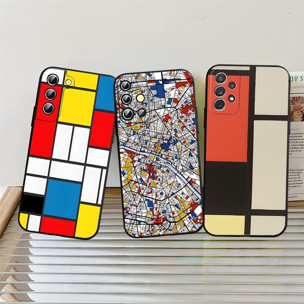M-Mondrians Phone Case For S25 Samsung S26 S24 Ultra S22 S23 S20 Fe S21 Plus A54 A34 A16 A53 Back Cover