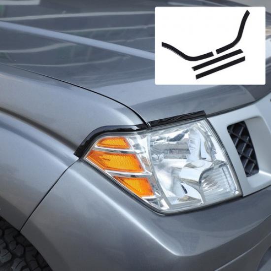 Glossy Piano Black Headlight Eyebrow Trim Sticker for Nissan Frontier 2009-2017