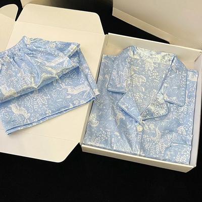 Синие растения цветы тай-дай женские классические пижамы летние прохладные короткие женские домашняя одежда модная повседневная одежда для сна