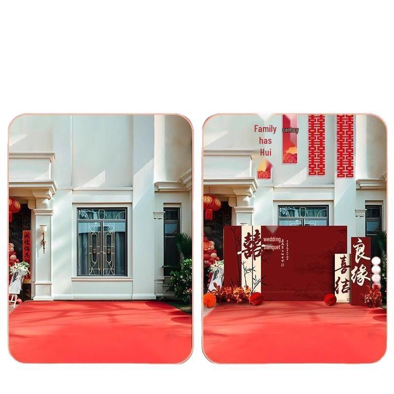 Rural Chinese Wedding Double Happiness KT Board, Outdoor Photo Backdrop for Marriage Reception