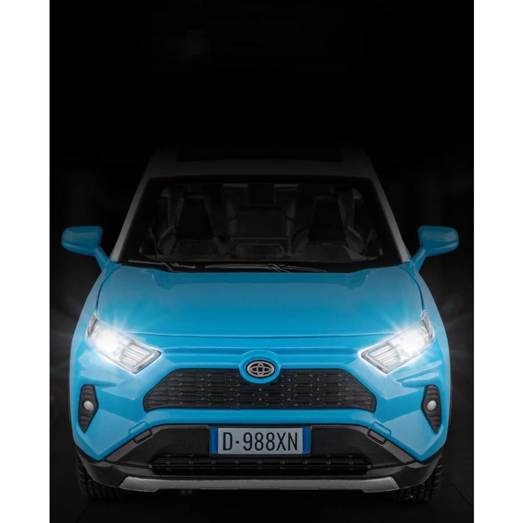1/22 Toyota RAV4 SUV Alloy Cast Toy Car Model Sound and Light Pull Back Children's Toy Collectibles Birthday Gift