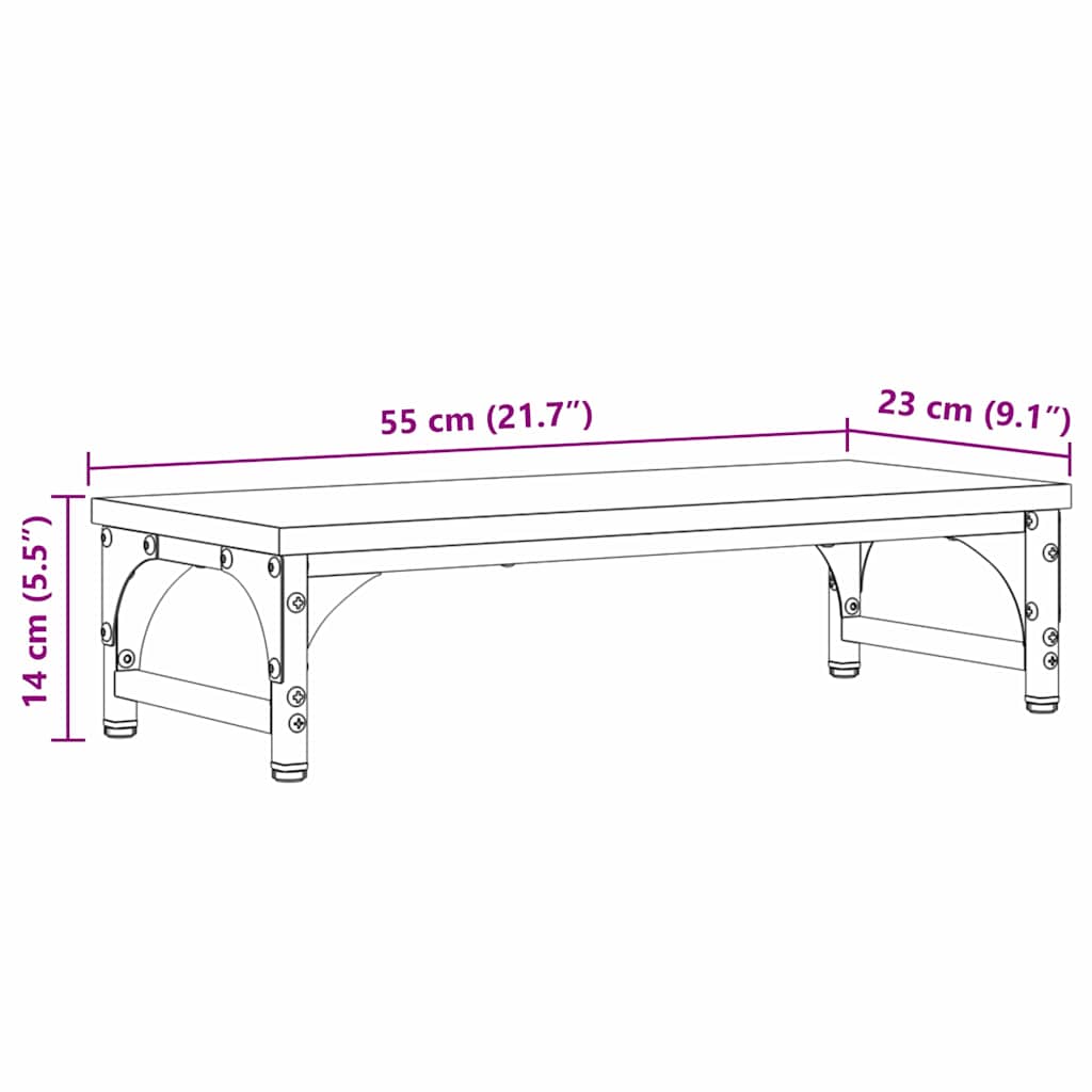 Monitor Stand Black Oak Effect 55 x 23 x 14 cm
