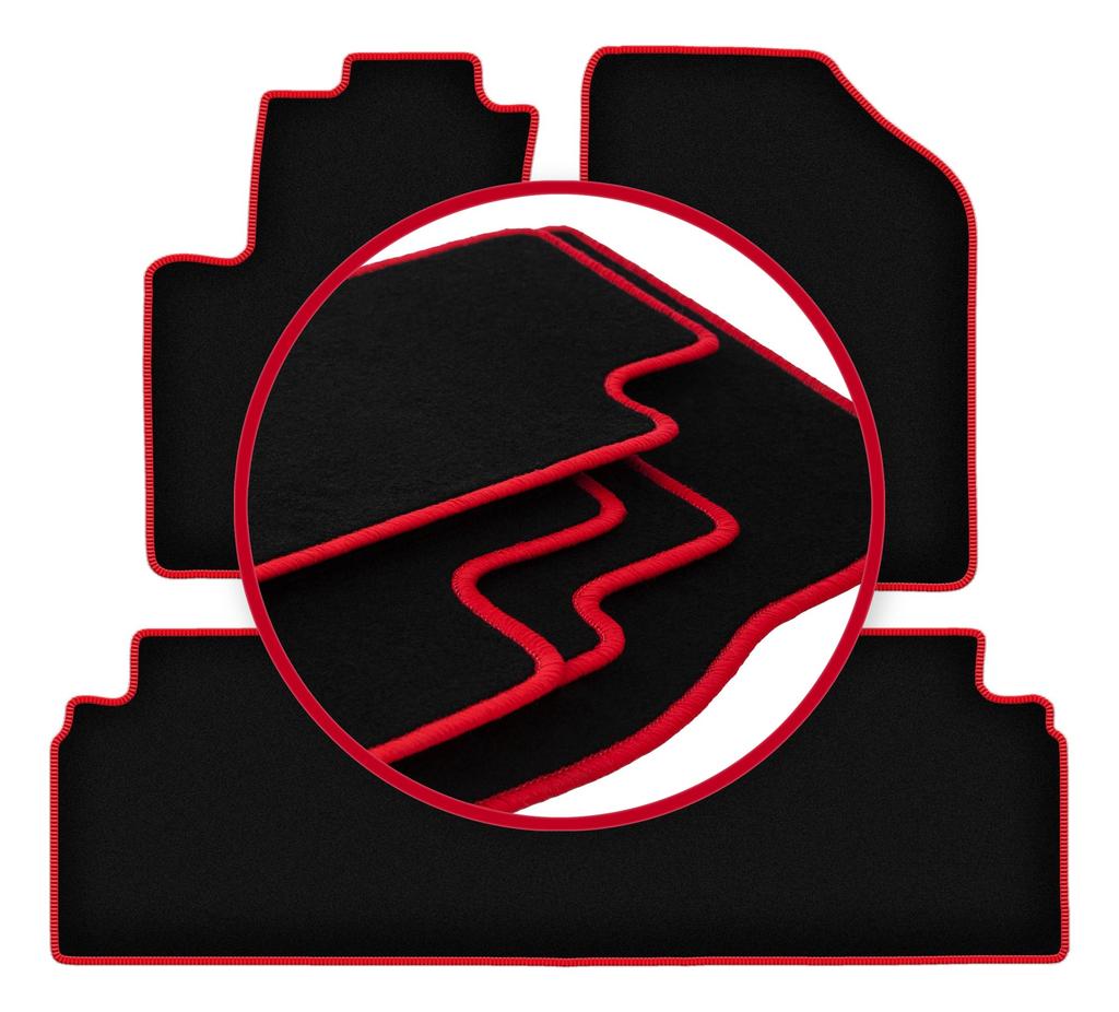 Velour floor mats with red edge for: Kia Venga minivan (2009-2017)