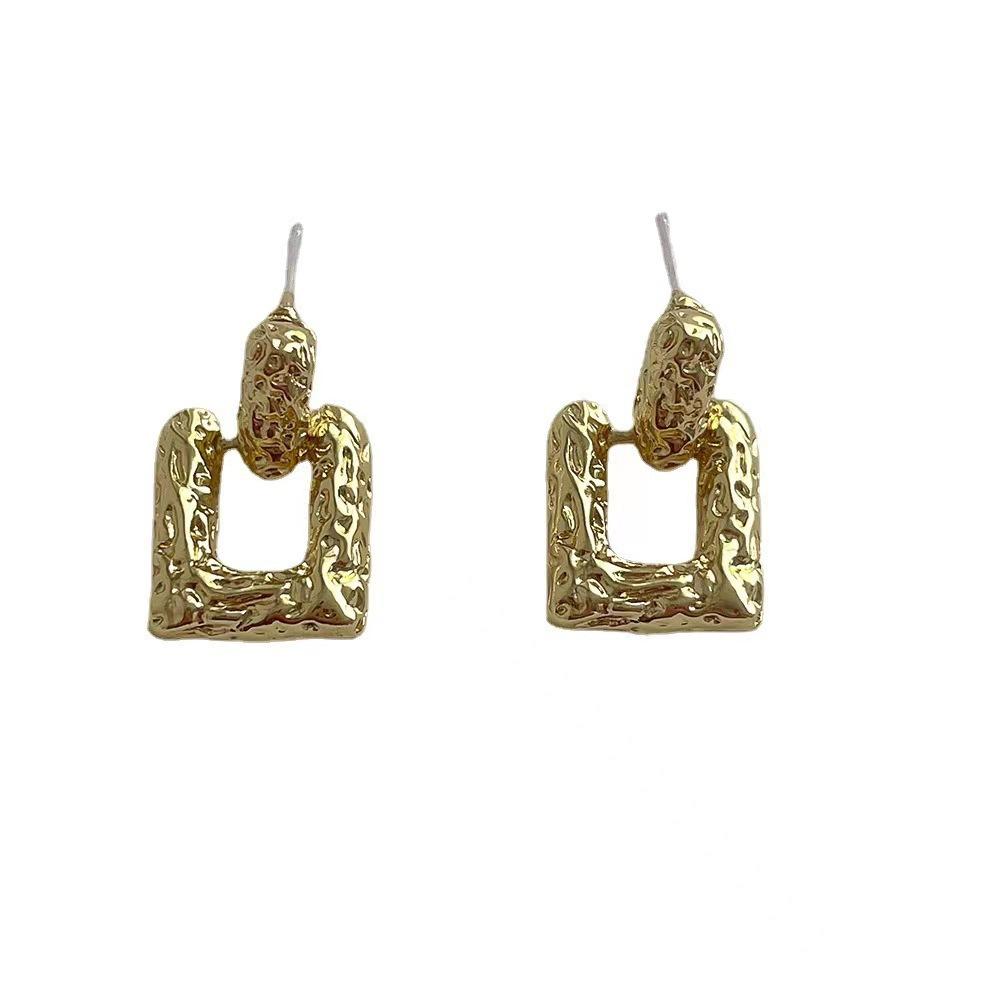 Квадратные толстые серьги из золота и серебра