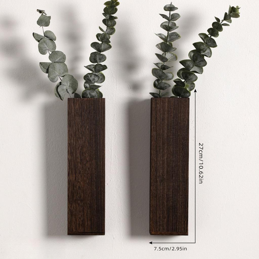 Wooden Plants Holders Wood Wall Planter Wall Decor for Artificial Flower Plants Wall Plant Pocket Vase Hanging for Living Room Bedroom Decroation