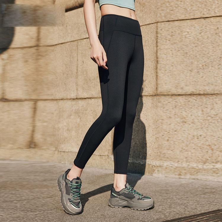 Anta Training Series Solid Color Mid-Rise Butt-Lifting Tight Fitness Leggings Women Leggings Black 962457301-4