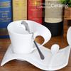 Creative Wavy Espresso Cup Saucer Set Porcelain Milk Breakfast Mug Ceramic White Couple Mug 90ml/130ml/200ml300ml Tea Coffee Cup