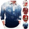 Christmas Men'S Lapel Long Sleeve Printed Casual Top Loose Sports Lapel Shirt