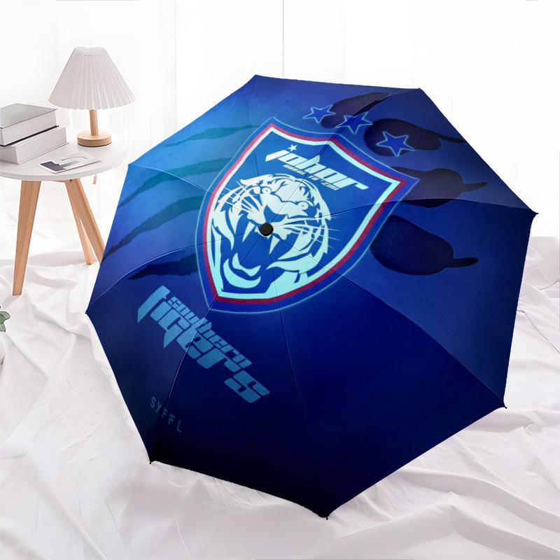УзорJohor Darul Ta'zim FC, автоматический складной зонт, портативная и складная конструкция, 8 спиц, рождественский или день рождения подарок.