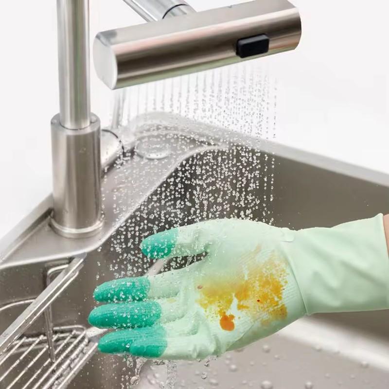Silicone Dishwashing Cleaning Gloves Kitchen Supplies Anti Slip Convenient Long Dishwashing Gloves Reusable Durable Household