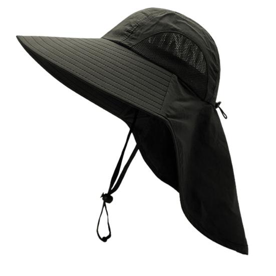 Унисекс солнцезащитная шляпа, защита шеи, полая сетка, ветрозащитный фиксированный ремешок, анти-УФ-складная солнцезащитная дышащая кепка для сада, рыбалки, уличная кепка
