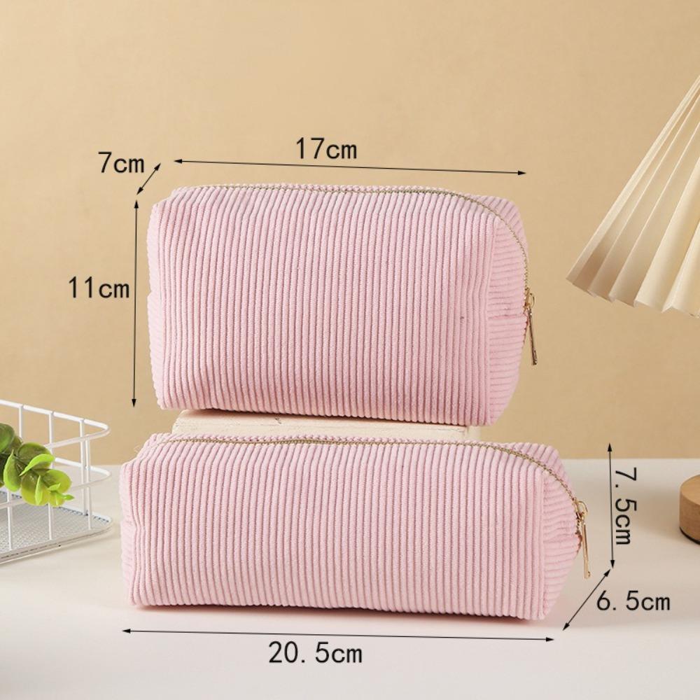 Large Capacity Pencil Case Corduroy Toiletry Organizer Fashion Velvet Makeup Pouch  Lady
