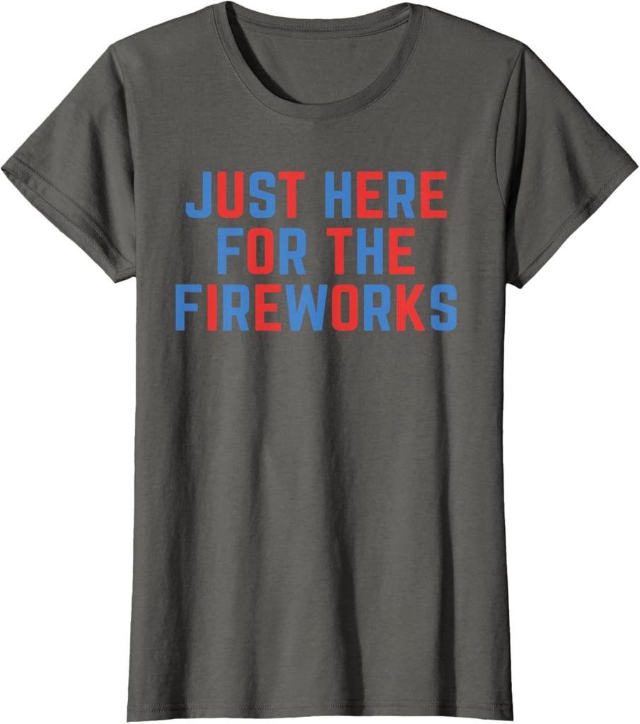 Just Here for The Fireworks American 4th of July Couple Ladies' Crewneck T-Shirt