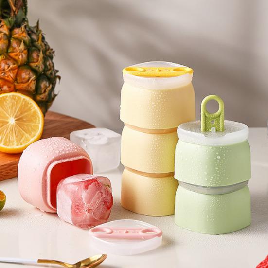 3 шт. Форма для кубиков льда, силиконовая форма с несколькими отсеками и крышкой для сока, кофе, воды, кубиков льда и мороженого, без BPA, пищевой силикон, без запаха, ледяные палочки
