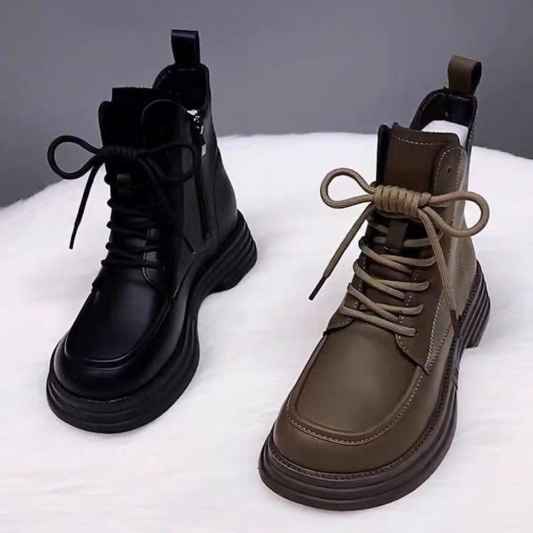 Новые женские бархатные ботинки Мартина из мягкой кожи на толстой подошве, хлопковые ботинки 2025 осень-зима, теплые короткие ботинки, универсальные на плоской подошве, с утолщенным хлопковым с