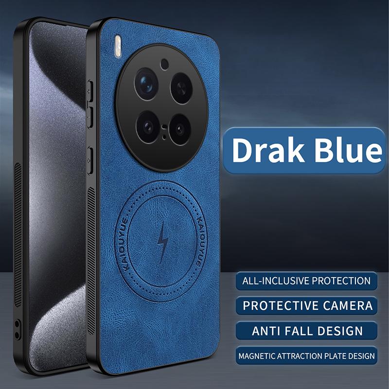 Чехол Vivo X300 Pro с текстурой кожи Наппа, полное покрытие, защитный для линз, магнитный