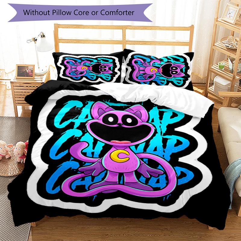 3pcs Poppy Playtime pattern bedding set duvet cover set includes duvet cover &pillowcases, perfect all season bedroom decoration & gift