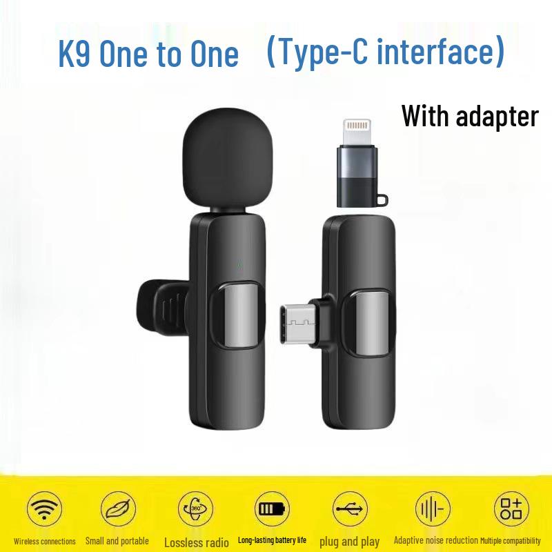K9 Wireless Lavalier Microphone Set for Mobile Streaming and Noise Reduction