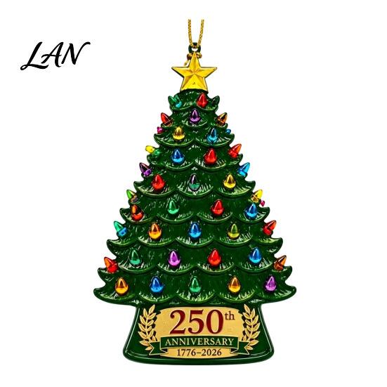 Hanging Pendant for Tree 250 Anniversary USA Christmas Ornament, 1776-2026 2D Acrylic Window Years America Decoration Patriotic Home Decor Ornaments