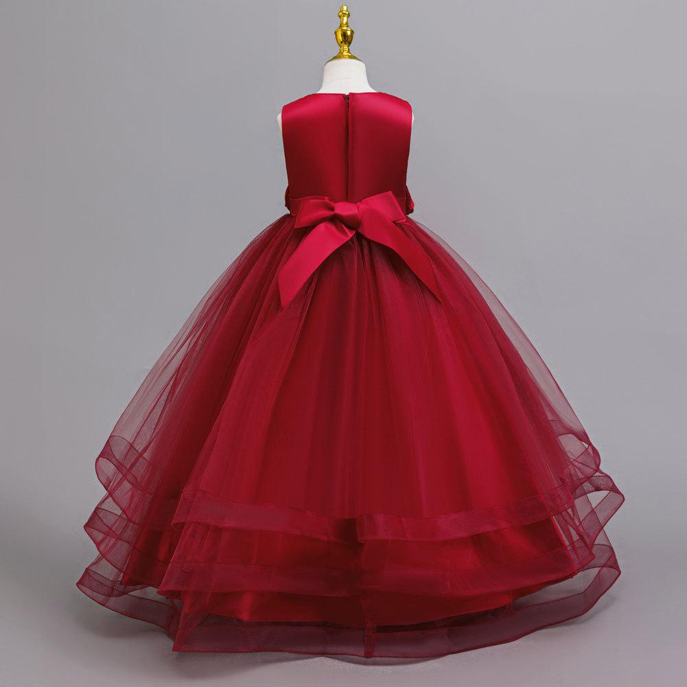 Платье для вечеринки для девочек, юбка, цветочное сетчатое тюлевое платье-пачка, для детей среднего и старшего возраста, длинный рождественский костюм для выступления 632 Детское принцессное