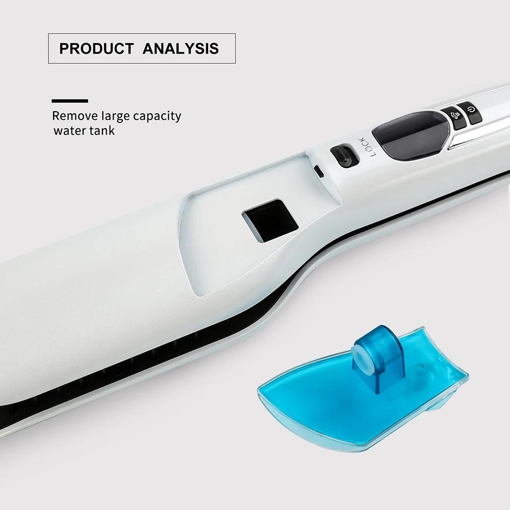Hair Flat Iron LCD Hair Steam Straightener Brush Electric Dry & Wet Hair Iron Steam Straighten Comb Styling Tool