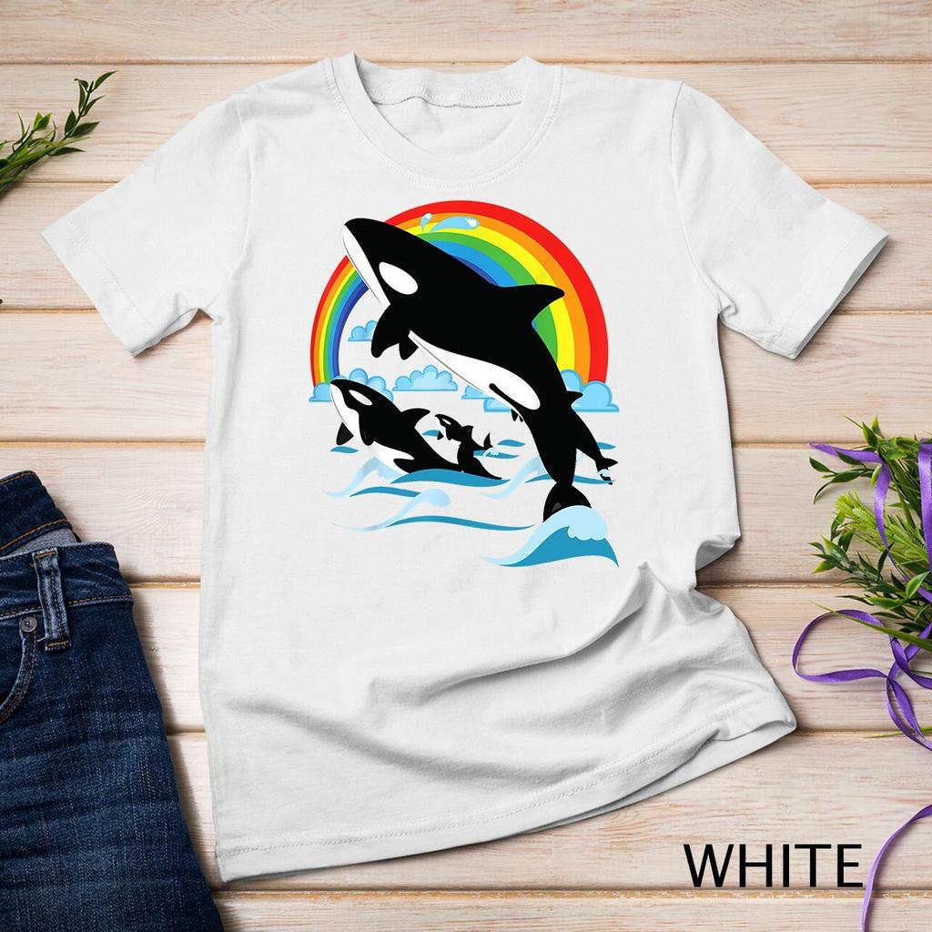 Rainbow and Jumping Killer Whale as Orca Gift for Men and Women Unisex T-Shirt Mens Womens Tees Top