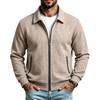 Men S Loose Fit Lapel Zip Pocket Waffle Knit Jacket