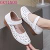 Fashion GKTINOO 2025 Wedges Heel Shoes Genuine Leather Sandals Summer Hollow Women Sandals Comfort Soft Casual Sandals Large Size