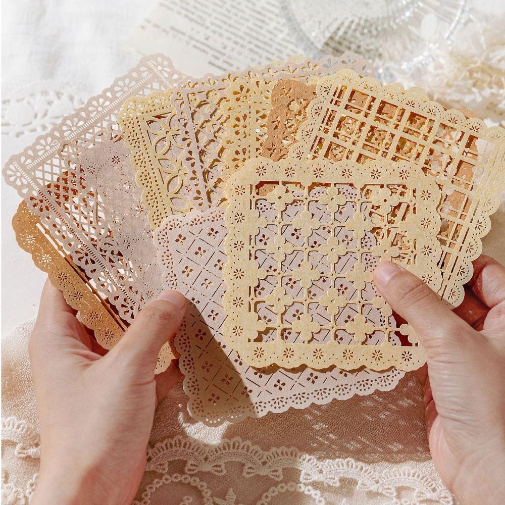 10pcs/pack Hand Made Hand Lace Lace Paper Hollow Out Collage Paper DIY Scrapbooking Background