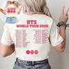 Унисекс Футболка для фанатов BTS Мировой тур 2026 Лос-Анджелес с именами участников