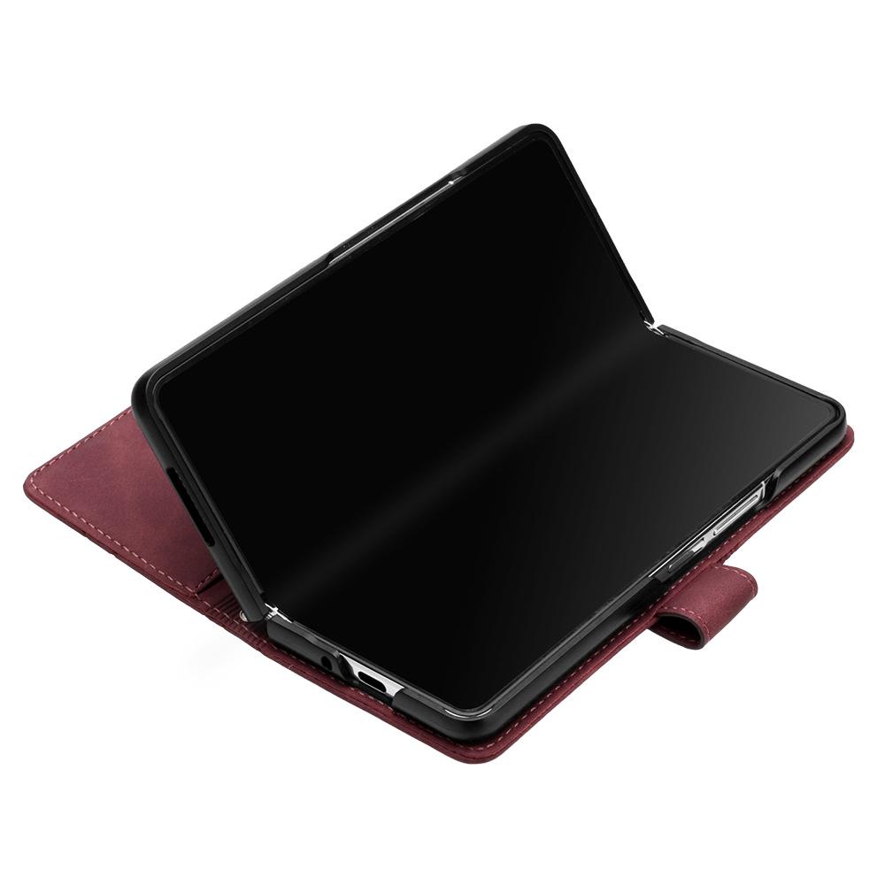 Кожаный чехол-кроссбоди для Samsung Z Fold 5 со слотом для карт и подставкой