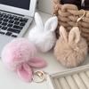 Kawaii Rabbit Ears Pompom Keychain Soft Fluffy Fur Ball Keyring Fur Ball Key Holder Girly Cute Bag Pendant Decoration