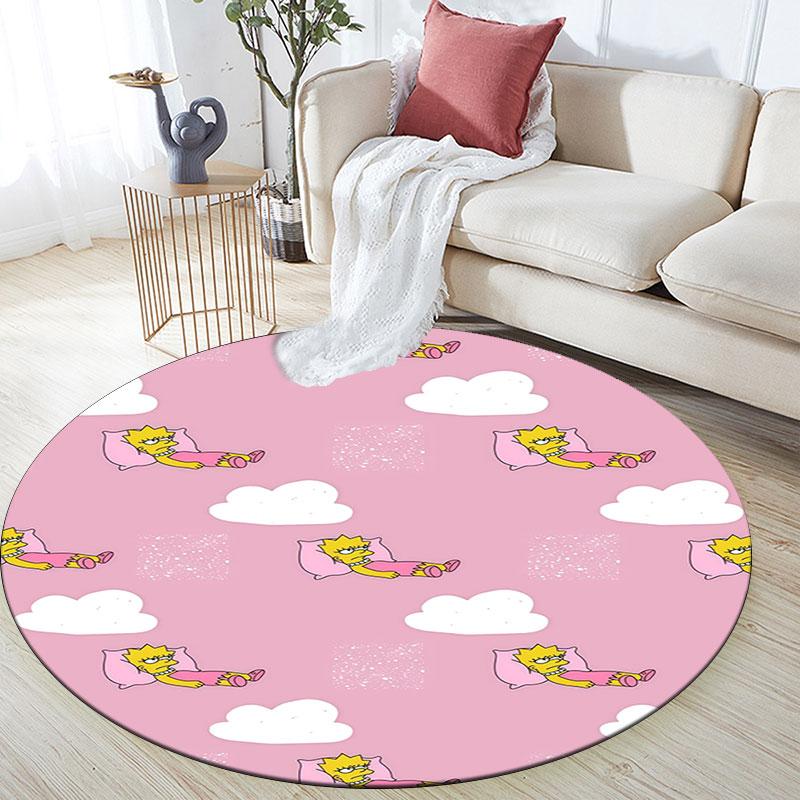 Lisa Simpson pattern round rug,Carpet Rug for Living Room Bedroom Playroom ,Non-slip Floor Mat,Holiday Gifts and Birthday Gifts.