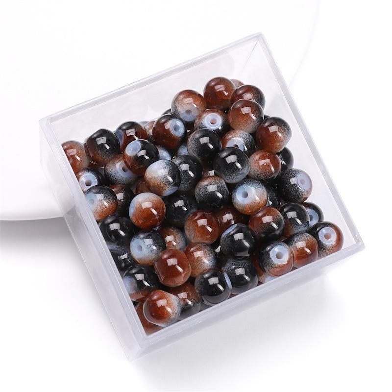 Комплект браслетов из бисера Summer Jelly Gold Glitter: Двойные стеклянные круглые бусины и полусахарные пузырчатые бусины